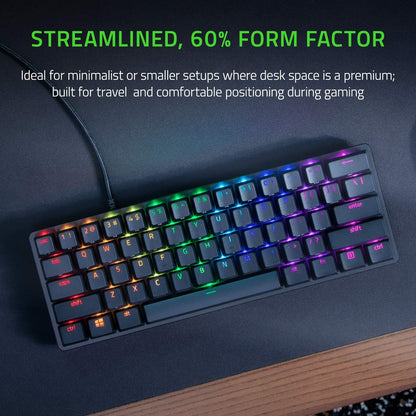 Huntsman Mini 60% Gaming Keyboard: Linear Optical Switches - Aluminum Top Frame - Chroma RGB Lighting - PBT Keycaps - Onboard Memory - Snap Tap - Black