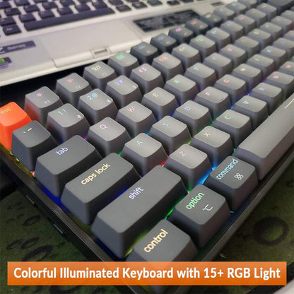 K2 75% Layout RGB Bluetooth Wireless Mechanical Keyboard with Super Brown Switch, Anti-Ghosting, N-Key Rollover - Compact 84 Keys USB Wired Gaming Keyboard for Mac and Windows (Version 2)