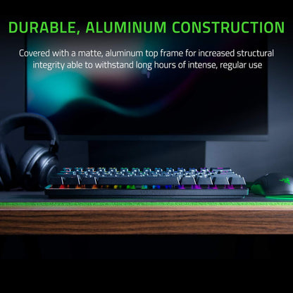 Huntsman Mini 60% Gaming Keyboard: Linear Optical Switches - Aluminum Top Frame - Chroma RGB Lighting - PBT Keycaps - Onboard Memory - Snap Tap - Black