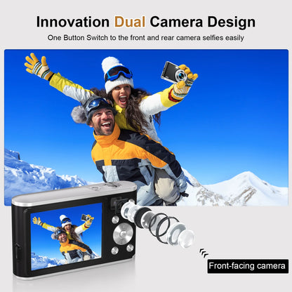 4K Digital Camera with 48MP Autofocus and Dual Lenses for Vlogging - Includes 32GB Memory Card, Black