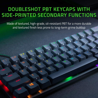 Huntsman Mini 60% Gaming Keyboard: Linear Optical Switches - Aluminum Top Frame - Chroma RGB Lighting - PBT Keycaps - Onboard Memory - Snap Tap - Black