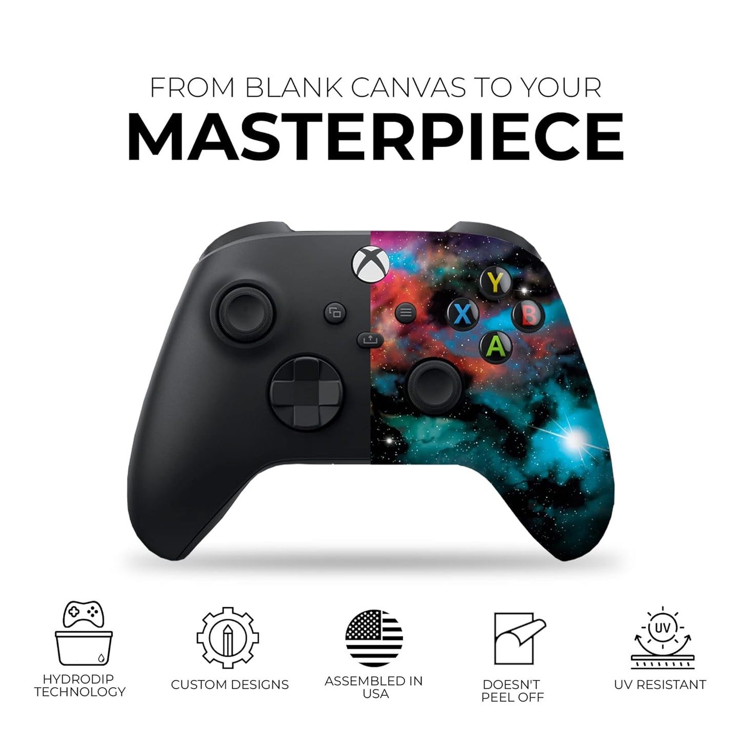 Galaxy Custom Wireless Xbox Controller Compatible with Xbox One and Xbox Series X/S | Proudly Customized in the USA with Durable Hydro-Dip Printing (MODDED)