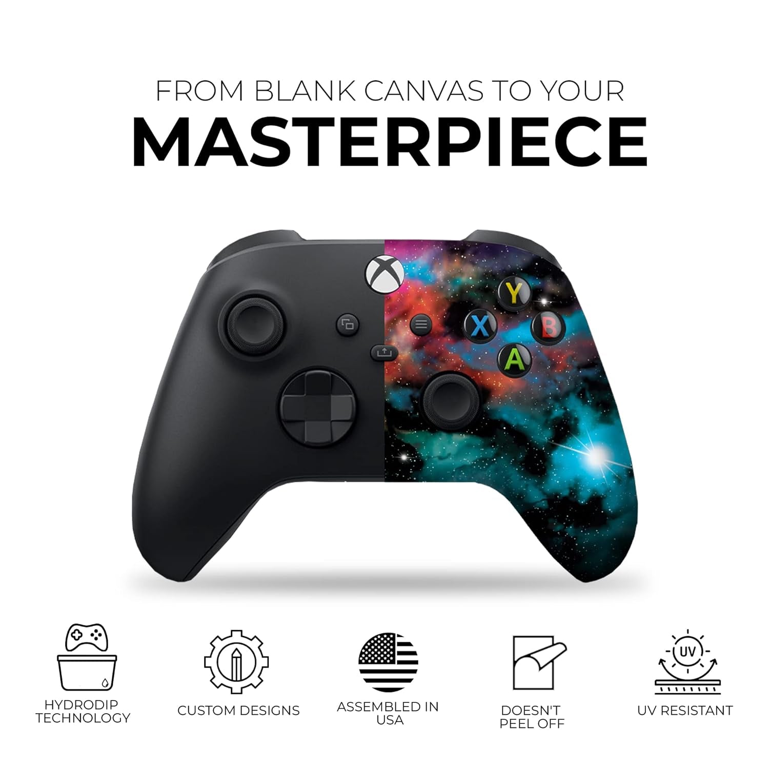 Galaxy Custom Wireless Xbox Controller Compatible with Xbox One and Xbox Series X/S | Proudly Customized in the USA with Durable Hydro-Dip Printing (MODDED)