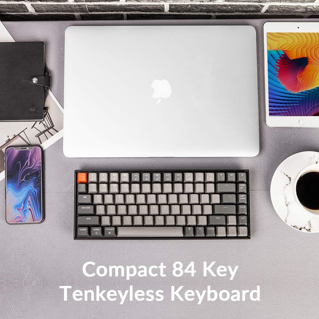 K2 75% Layout RGB Bluetooth Wireless Mechanical Keyboard with Super Brown Switch, Anti-Ghosting, N-Key Rollover - Compact 84 Keys USB Wired Gaming Keyboard for Mac and Windows (Version 2)