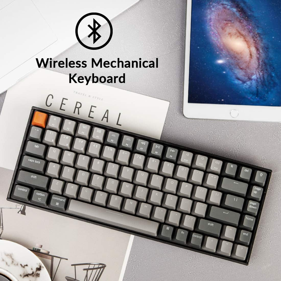 K2 75% Layout RGB Bluetooth Wireless Mechanical Keyboard with Super Brown Switch, Anti-Ghosting, N-Key Rollover - Compact 84 Keys USB Wired Gaming Keyboard for Mac and Windows (Version 2)