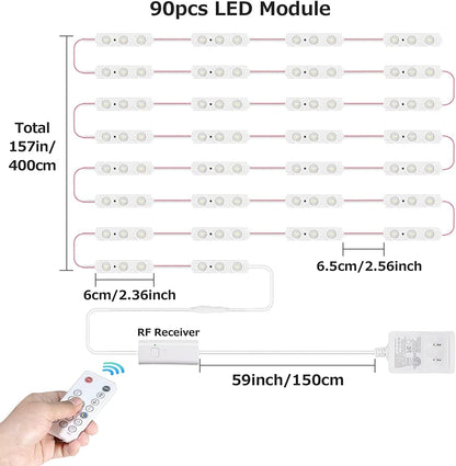 LED Vanity Mirror Lights with RF Remote, Dimmable Hollywood Style 13Ft(4M), Bathroom Waterproof, for Full Body Mirror, Makeup Mirror, Vanity Mirror, Bathroom Mirror(Mirror Not Include)